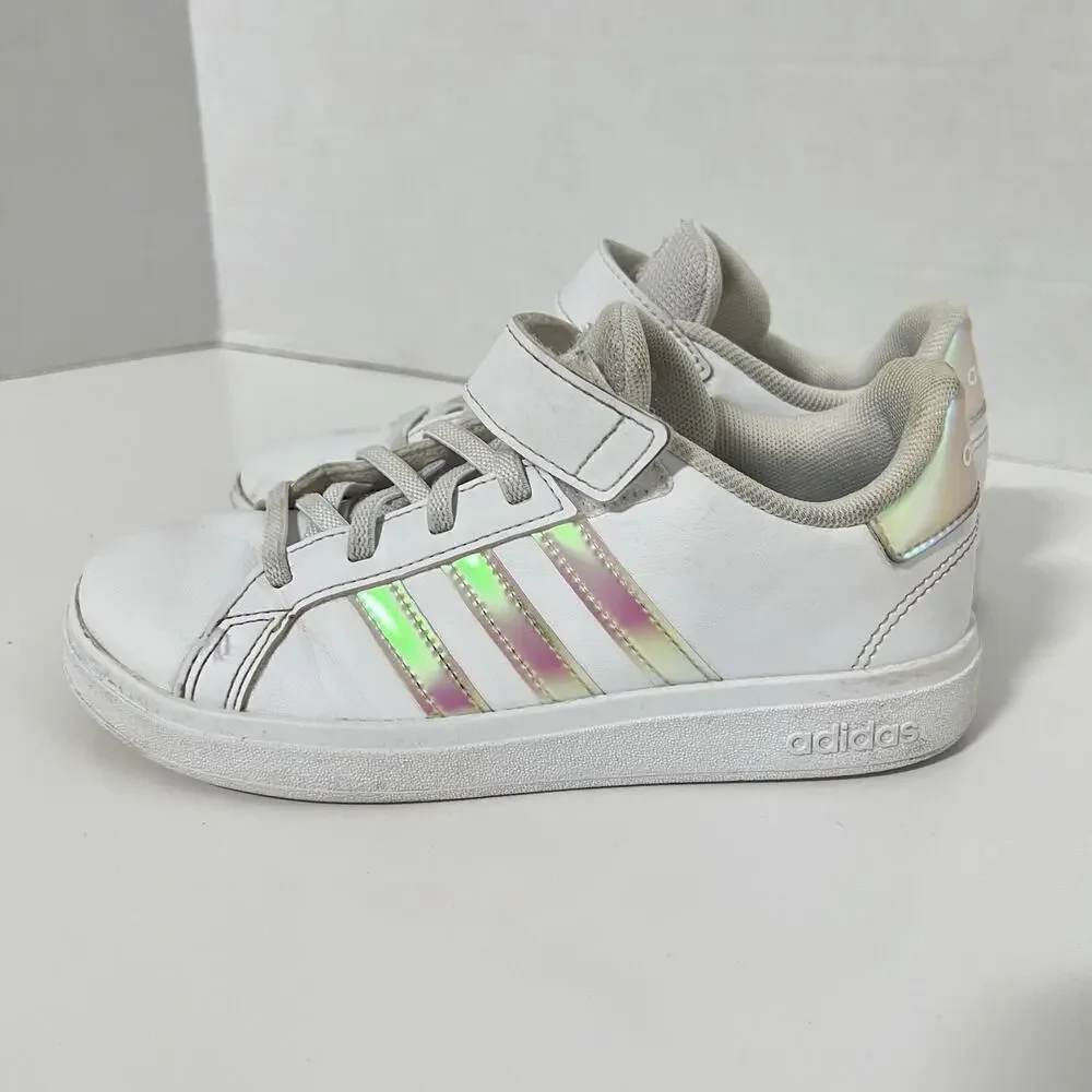 Adidas Children's Girls Grand Court 2.0 - Cloud White/Iridescent Size 2